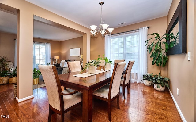 5031 Mckittrick Ln, Durham, NC 27712 - dining area featuring hardwood / wood-style floors and a chandelier
