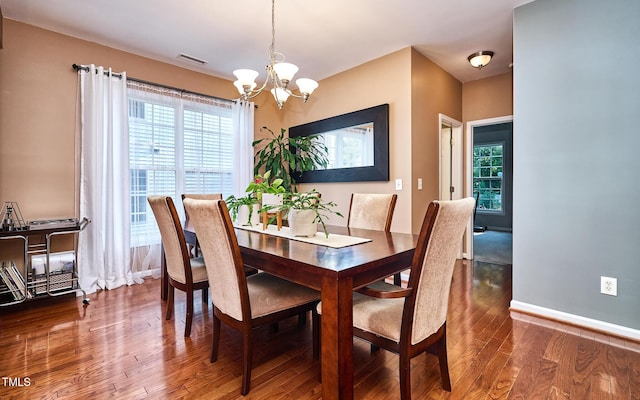 5031 Mckittrick Ln, Durham, NC 27712 - dining area with a chandelier and wood finished floors