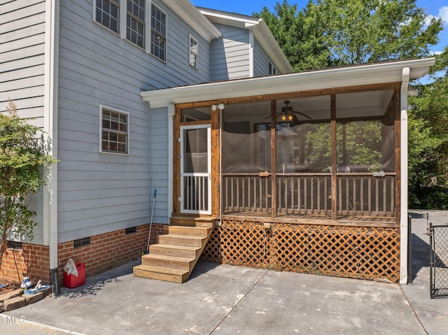 1420 Norwood Crest Ct, Raleigh, NC 27614 - view of front of house featuring a sunroom, crawl space, entry steps, and a patio area