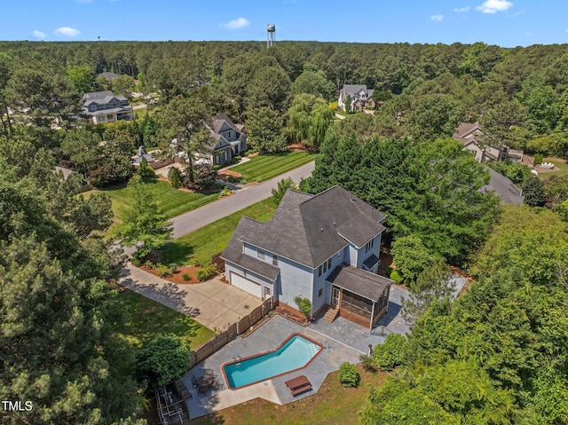 1420 Norwood Crest Ct, Raleigh, NC 27614 - drone / aerial view of a forest and a pool area