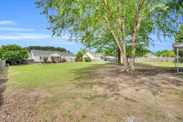 view of yard with a fenced backyard