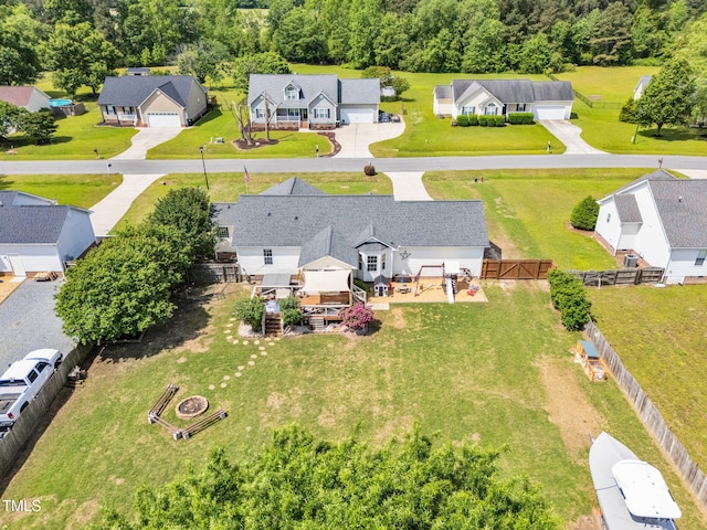 birds eye view of property with a residential view
