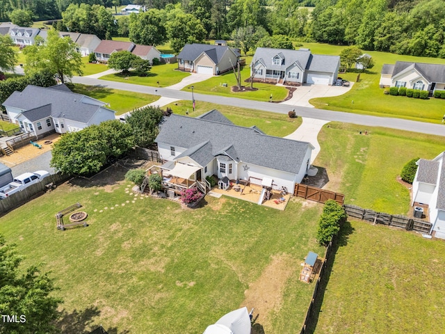 aerial view with a residential view