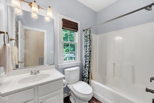 1001 Dairy House Ct, Wake Forest, NC 27587 - full bathroom featuring toilet, shower / bath combination with curtain, vanity, and wood finished floors