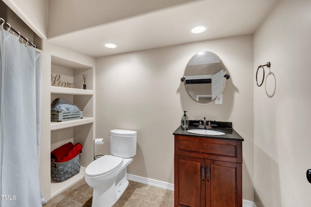 1001 Dairy House Ct, Wake Forest, NC 27587 - full bathroom with toilet, vanity, baseboards, and recessed lighting