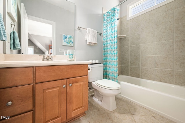 2728 Cameron Pond Dr, Cary, NC 27519 - bathroom featuring toilet, tile patterned flooring, vanity, and shower / bath combo