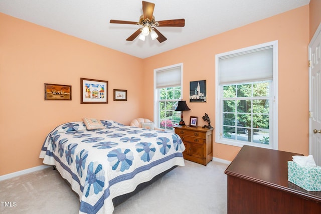 437 New Parkside Dr, Chapel Hill, NC 27516 - bedroom featuring baseboards, a ceiling fan, and light carpet