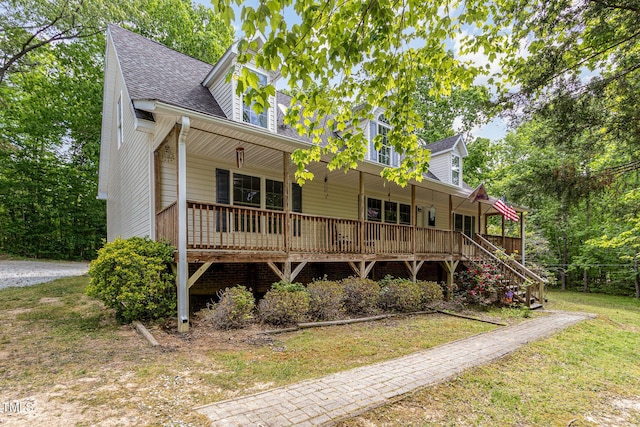 1176 Stoney Mountain Rd, Rougemont, NC 27572 - view of front of property with a porch, roof with shingles, a front lawn, and stairway