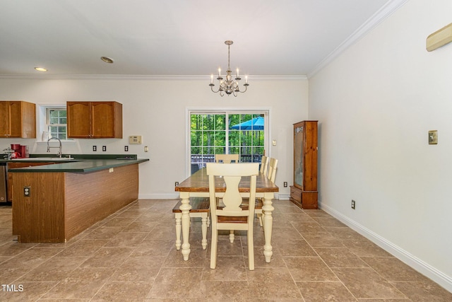 1176 Stoney Mountain Rd, Rougemont, NC 27572 - dining room with a chandelier and ornamental molding