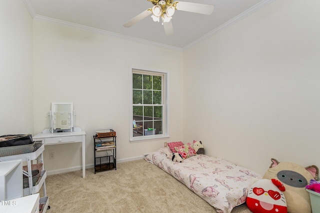 1176 Stoney Mountain Rd, Rougemont, NC 27572 - bedroom with ornamental molding, carpet, and a ceiling fan