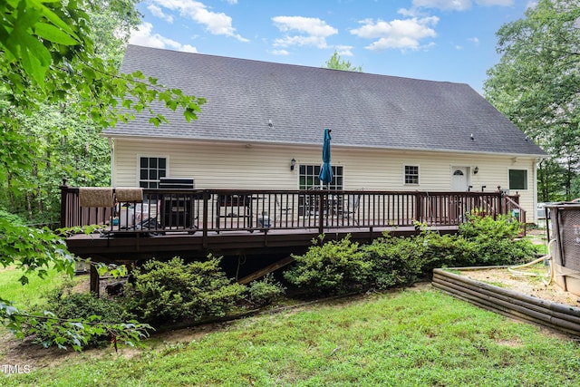 1176 Stoney Mountain Rd, Rougemont, NC 27572 - back of property with a deck and roof with shingles