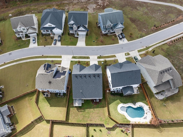 drone / aerial view with a residential view