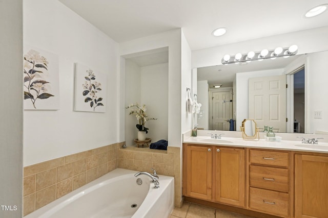 200 S Dawson St Unit 114, Raleigh, NC 27601 - full bath featuring double vanity, a bath, and tile patterned floors