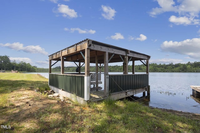 dock area featuring a water view
