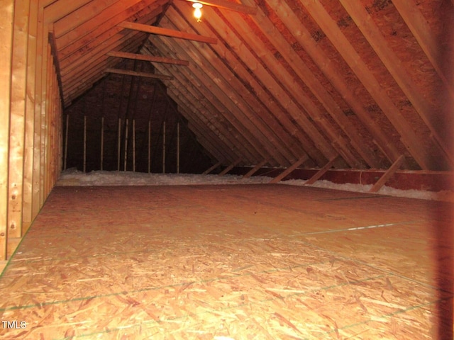 view of unfinished attic