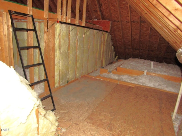 view of unfinished attic