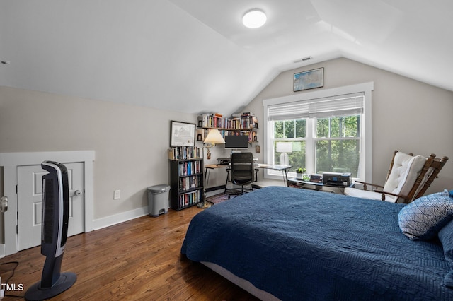 2003 Wa Wa Ave, Durham, NC 27707 - bedroom with visible vents, lofted ceiling, and wood finished floors