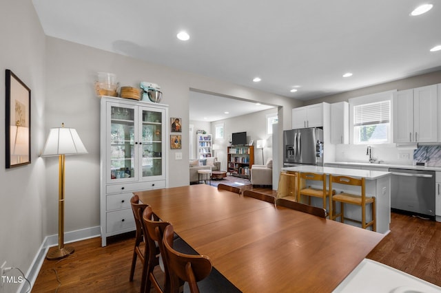 2003 Wa Wa Ave, Durham, NC 27707 - dining area featuring recessed lighting, baseboards, and dark wood finished floors