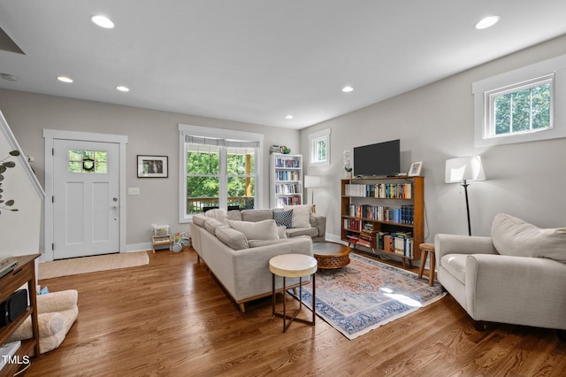2003 Wa Wa Ave, Durham, NC 27707 - living area featuring baseboards, recessed lighting, and wood finished floors