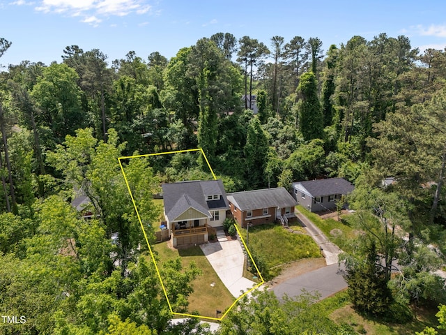 2003 Wa Wa Ave, Durham, NC 27707 - birds eye view of property featuring a wooded view