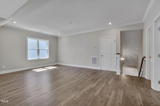 127 Post Oak Rd, Chapel Hill, NC 27516 - unfurnished room with wood finished floors, ornamental molding, recessed lighting, and baseboards