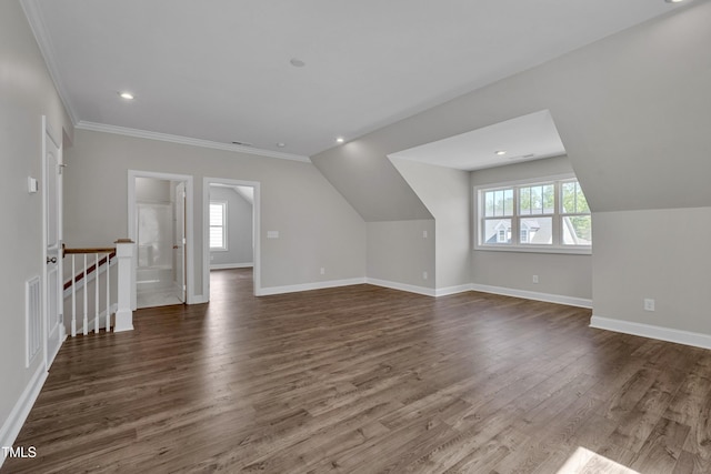 127 Post Oak Rd, Chapel Hill, NC 27516 - additional living space featuring dark wood-type flooring, lofted ceiling, baseboards, and recessed lighting