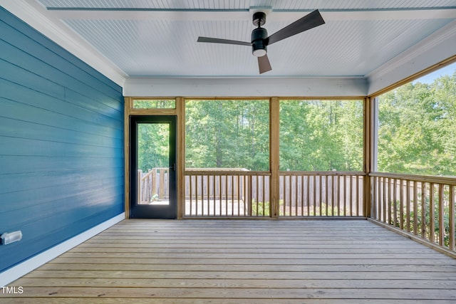 127 Post Oak Rd, Chapel Hill, NC 27516 - unfurnished sunroom with a ceiling fan