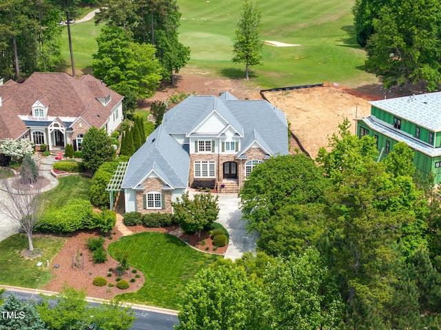 bird's eye view with golf course view