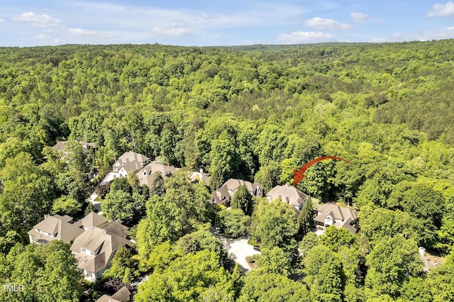 aerial view with a residential view and a forest view