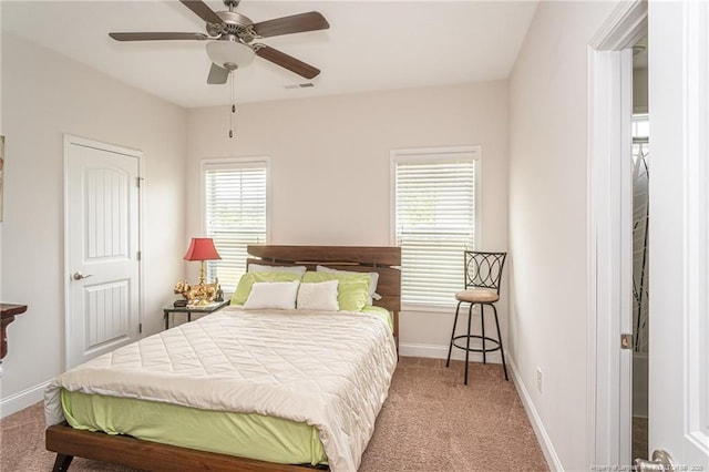 8220 Rivermist Ln, Linden, NC 28356 - bedroom featuring baseboards, light carpet, and ceiling fan