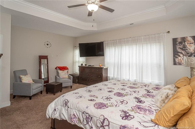 8220 Rivermist Ln, Linden, NC 28356 - bedroom featuring a raised ceiling, ornamental molding, and carpet flooring