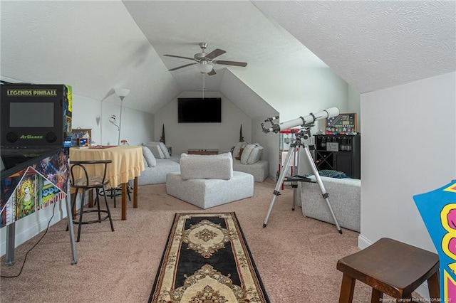8220 Rivermist Ln, Linden, NC 28356 - bedroom featuring lofted ceiling, carpet, and ceiling fan