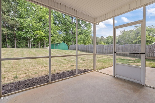 view of unfurnished sunroom