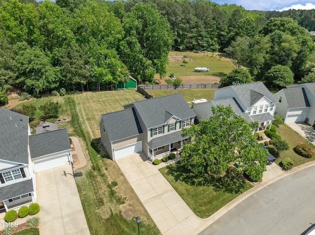 drone / aerial view with a residential view