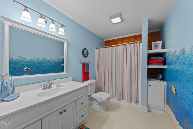 407 Howard Tant Rd, Zebulon, NC 27597 - full bathroom with vanity, tile patterned floors, toilet, and curtained shower