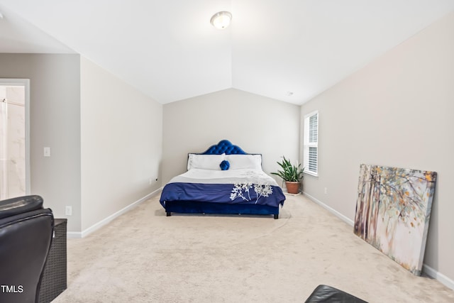 513 Commons Dr, Holly Springs, NC 27540 - bedroom featuring baseboards, lofted ceiling, and carpet