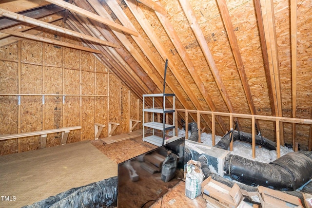 view of unfinished attic