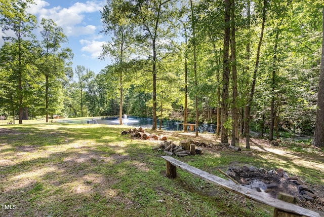 view of yard with a water view