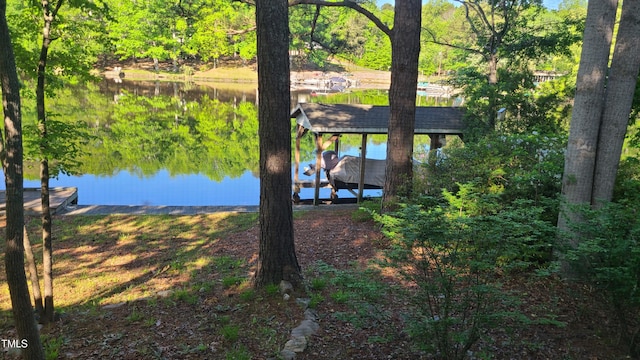 property view of water featuring a dock