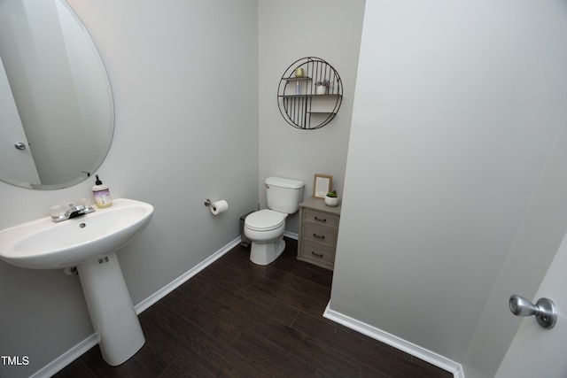 621 Childsberg Way, Hillsborough, NC 27278 - bathroom with a sink, baseboards, toilet, and wood finished floors
