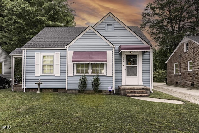 905 Hood St SW, Wilson, NC 27893 - bungalow-style house featuring a lawn, roof with shingles, and crawl space