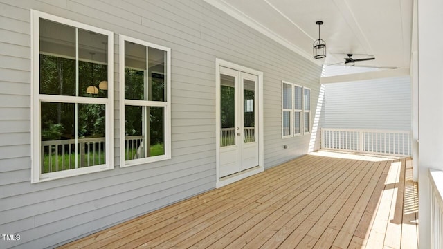 1733 Birdhaven Ln Lot 2217, Wendell, NC 27591 - wooden terrace with french doors and a ceiling fan