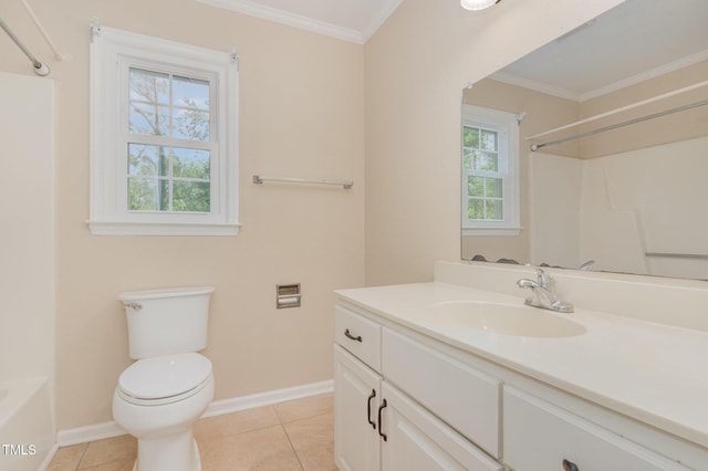 200 Weybossett Rd, Henderson, NC 27537 - full bathroom with crown molding, baseboards, toilet, and vanity