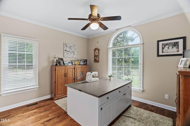 108 Cedarwood Dr, Louisburg, NC 27549 - office with wood finished floors, crown molding, ceiling fan, and baseboards
