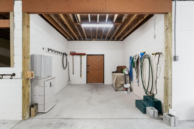 108 Cedarwood Dr, Louisburg, NC 27549 - below grade area with concrete block wall
