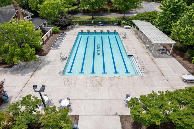 pool with a patio area