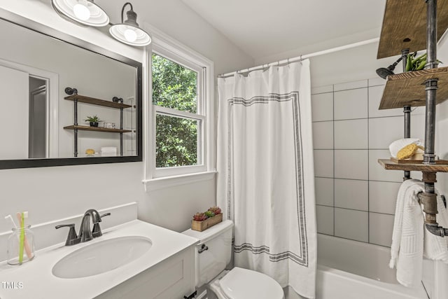 1605 Valley Run, Durham, NC 27707 - full bath featuring toilet, vanity, and shower / tub combo with curtain