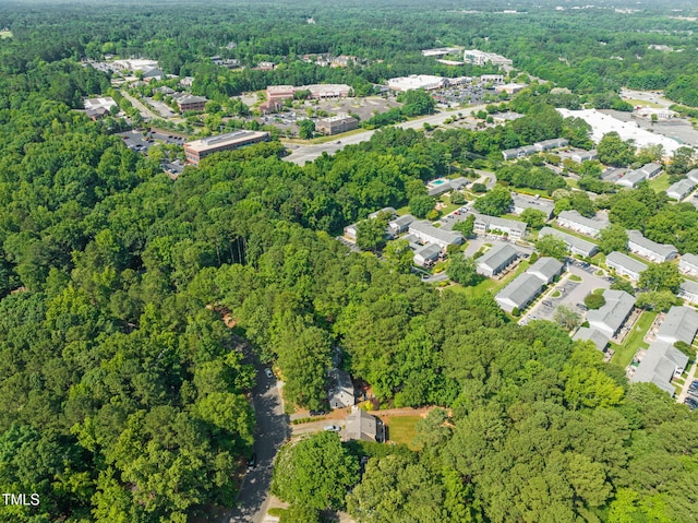 1605 Valley Run, Durham, NC 27707 - aerial view of property and surrounding area featuring a heavily wooded area