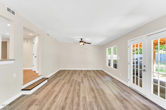 105 N 11th St, Erwin, NC 28339 - unfurnished living room with ceiling fan, visible vents, light wood-type flooring, baseboards, and recessed lighting