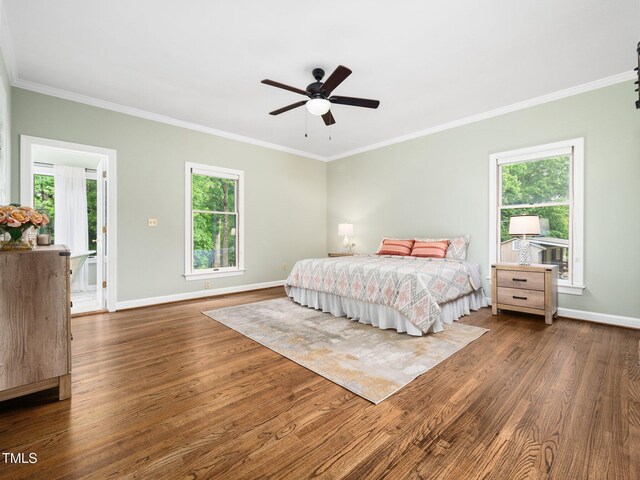 12823 Summerwind Trl, Rougemont, NC 27572 - bedroom featuring wood finished floors, multiple windows, crown molding, and baseboards